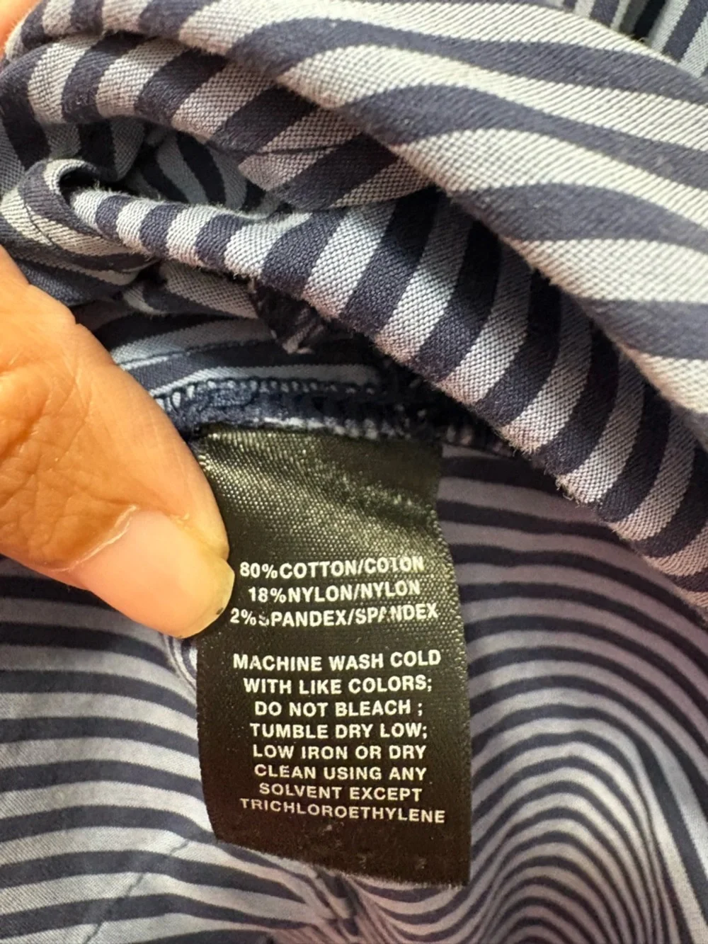 Lafayette 148 Striped Cotton Button Down Navy Size Large - Picture 4 of 4